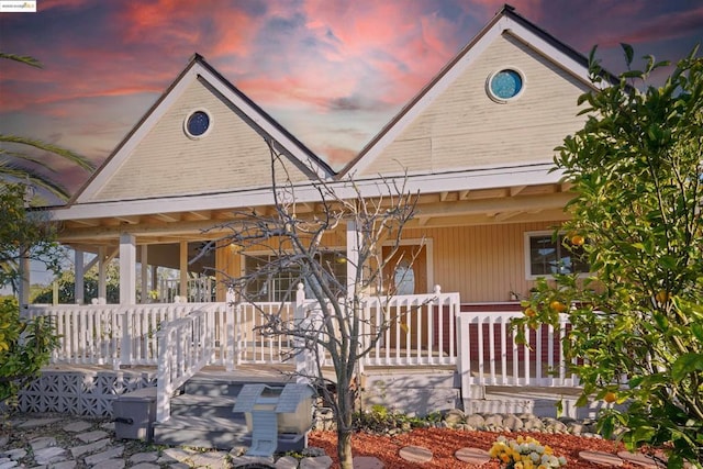 exterior space featuring covered porch