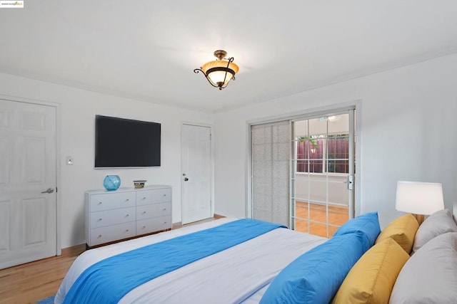 bedroom featuring light hardwood / wood-style flooring and a closet