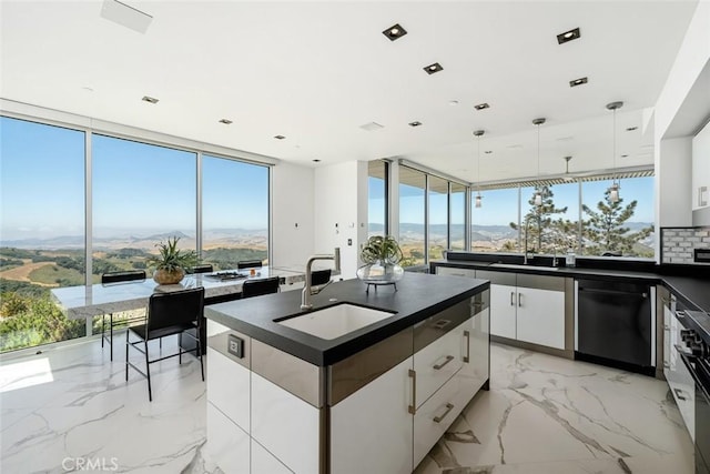 kitchen with white cabinets, dishwasher, and sink