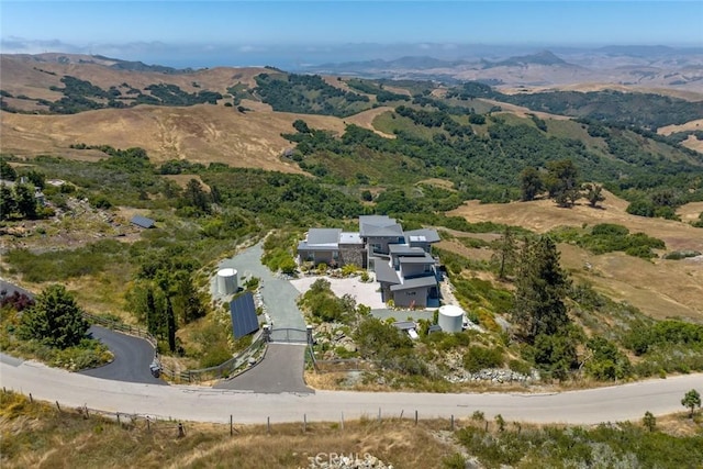 bird's eye view with a mountain view