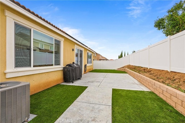 view of yard with a patio and cooling unit