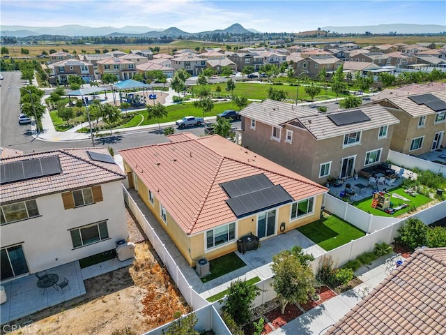 bird's eye view with a mountain view