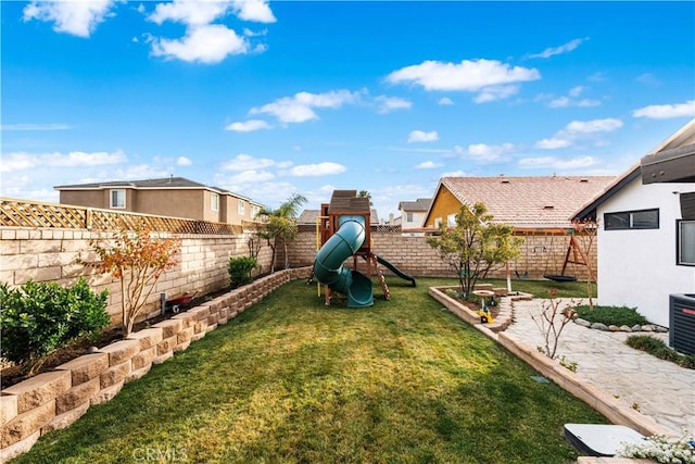 view of yard with a playground