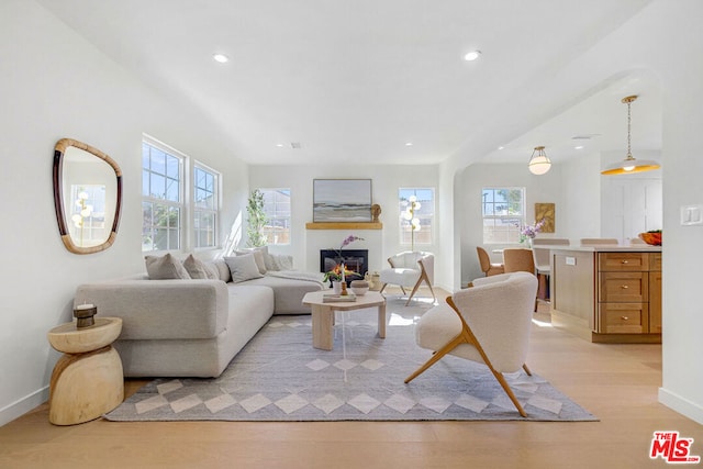 living room with light wood-type flooring