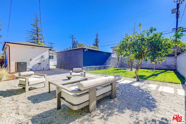 exterior space with a patio and a lawn