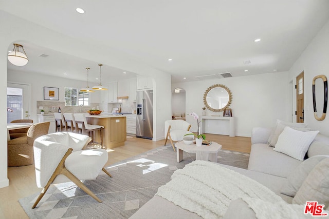 living room featuring light hardwood / wood-style flooring