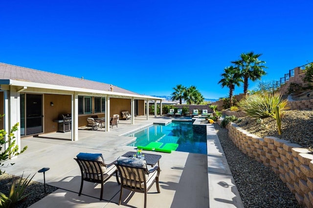 view of swimming pool with a patio and area for grilling