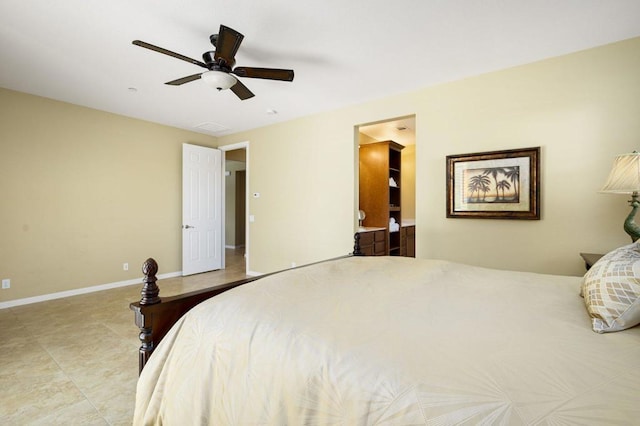 bedroom featuring ceiling fan