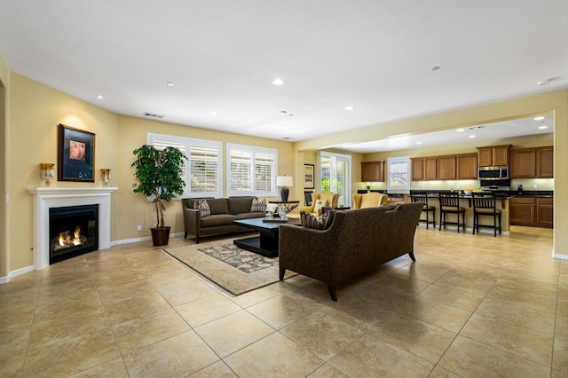 view of tiled living room