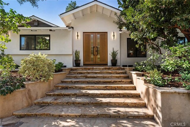 view of exterior entry with french doors