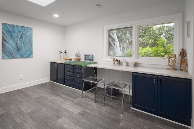 interior space with dark hardwood / wood-style floors