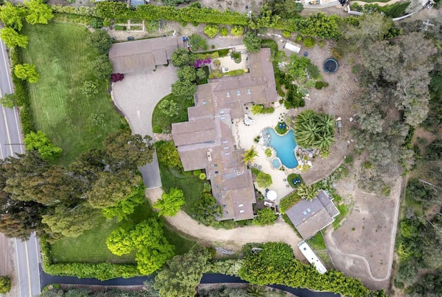 5041 El Secreto, Rancho Santa Fe, CA 92067 - aerial view of property and surrounding area with a pool