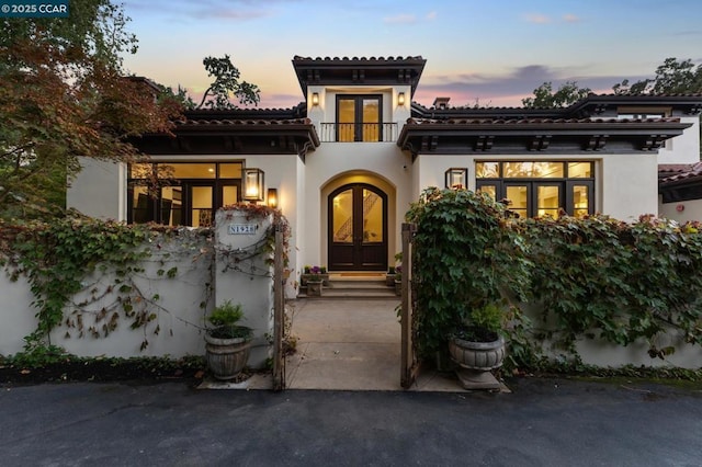 view of front of property with french doors