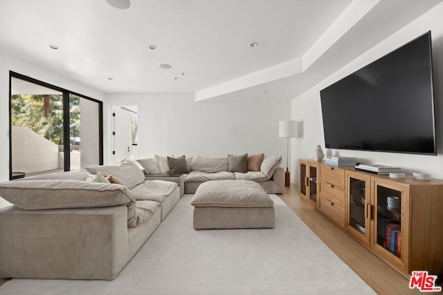 living room featuring light wood-type flooring