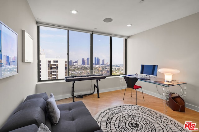 office with light hardwood / wood-style floors