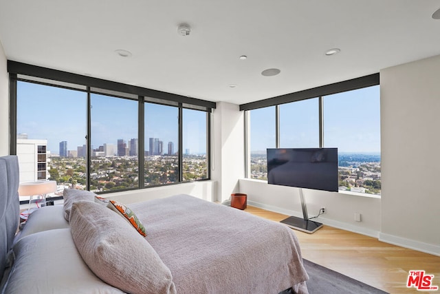 bedroom featuring light hardwood / wood-style floors