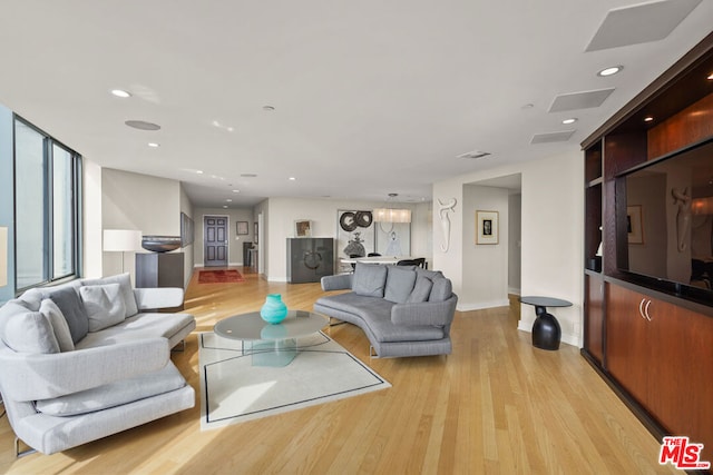 living room featuring light hardwood / wood-style floors