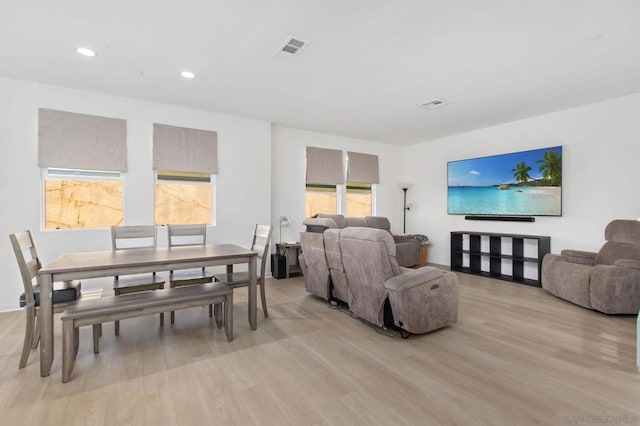 living room featuring light wood-type flooring