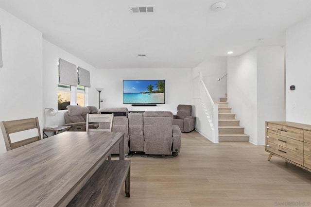 living room with light wood-type flooring