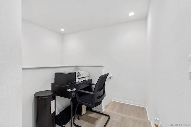 office space featuring light hardwood / wood-style floors