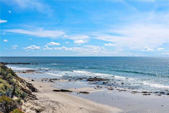 property view of water featuring a view of the beach