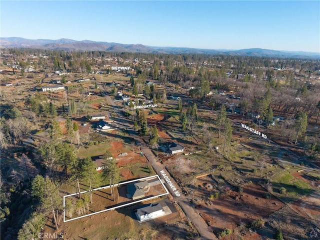 aerial view with a mountain view