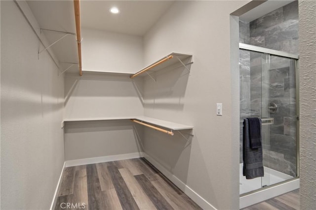 walk in closet featuring hardwood / wood-style floors