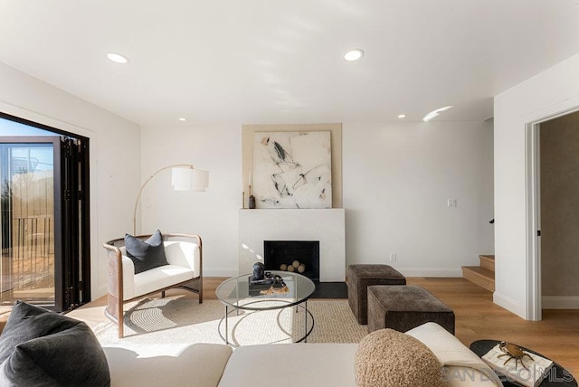 living room featuring light hardwood / wood-style floors