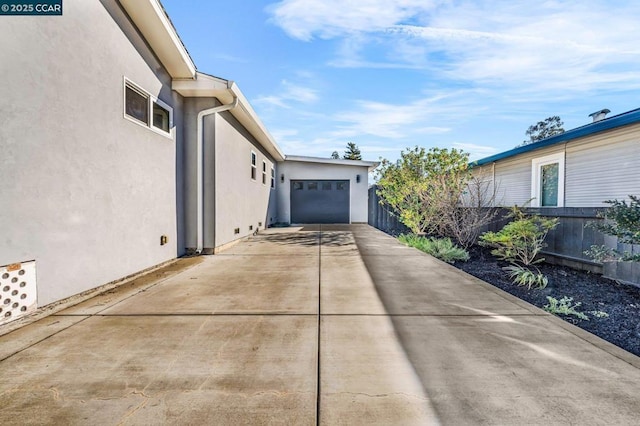 view of home's exterior with a garage