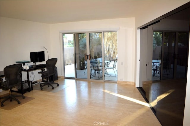 office area featuring light wood-type flooring