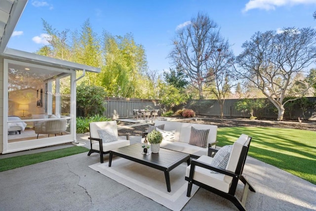 view of patio / terrace featuring an outdoor hangout area