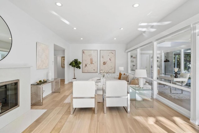 living room featuring light wood-type flooring