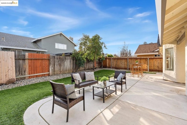 view of patio featuring an outdoor living space