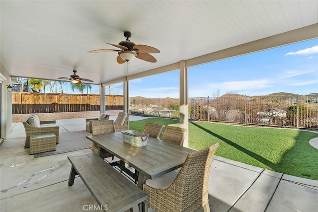 view of patio / terrace with ceiling fan