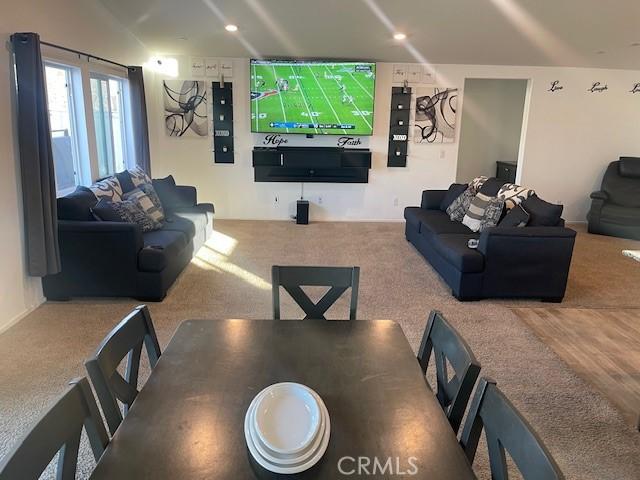 view of carpeted cinema room