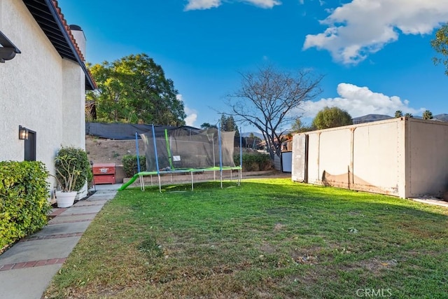 view of yard with a trampoline