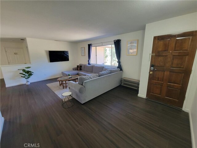 living room featuring dark hardwood / wood-style flooring