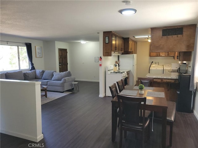 dining room featuring baseboards and dark wood-type flooring