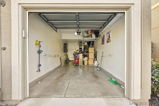 garage with a garage door opener