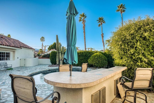 view of patio / terrace with exterior bar