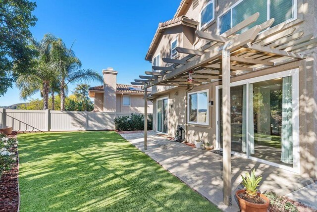 view of yard featuring a pergola and a patio