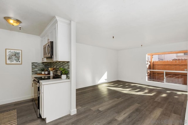 interior space with dark wood-type flooring