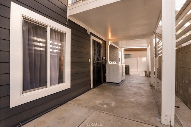 view of patio / terrace with washer / dryer