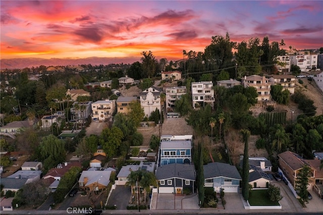 view of aerial view at dusk