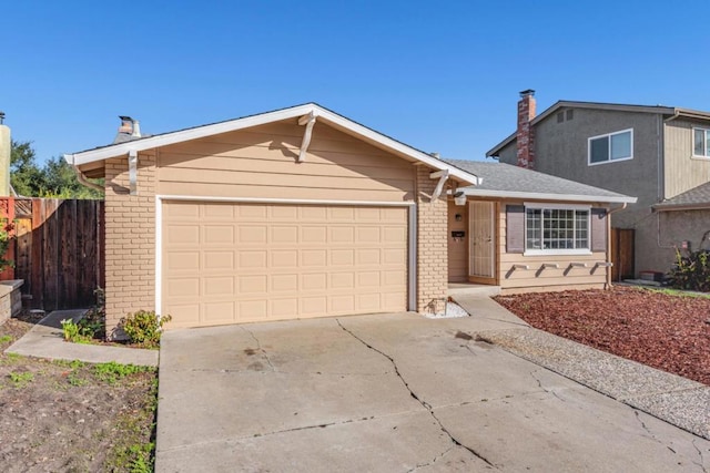 single story home with a garage