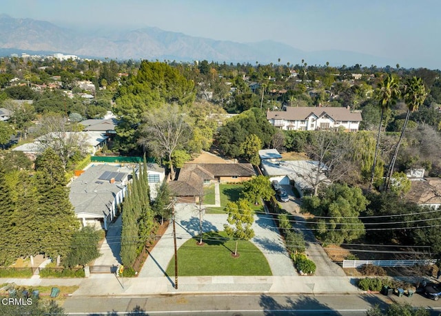 drone / aerial view featuring a mountain view