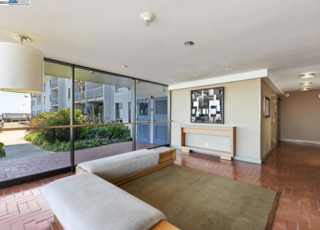 living room with expansive windows