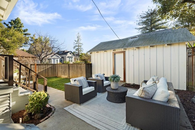 view of patio / terrace with an outdoor hangout area