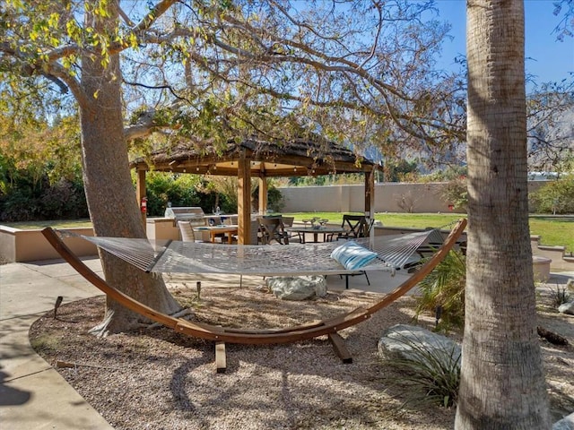 view of patio featuring a gazebo