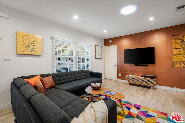 living room with hardwood / wood-style flooring